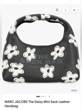 Marc Jacobs Black Leather Daisy Mini Shoulder Bag with White Appliqués